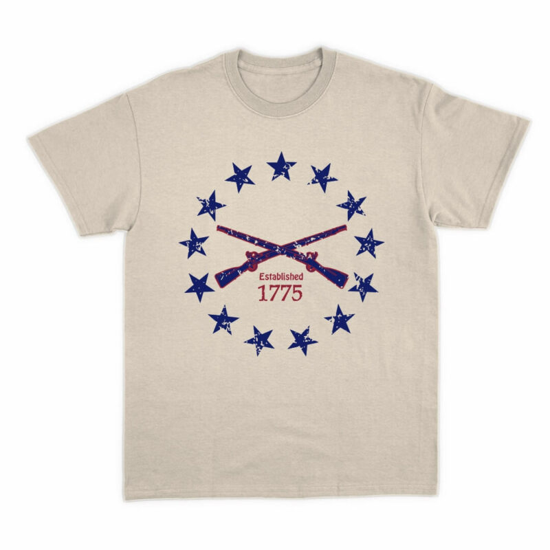 Betsy Ross Crossed Rifles Tee - Heather Dust