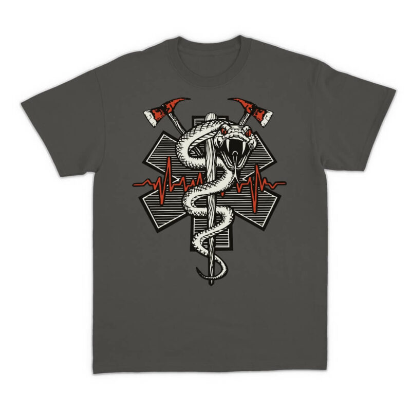 Snake On A Fire Stick Tee - Asphalt