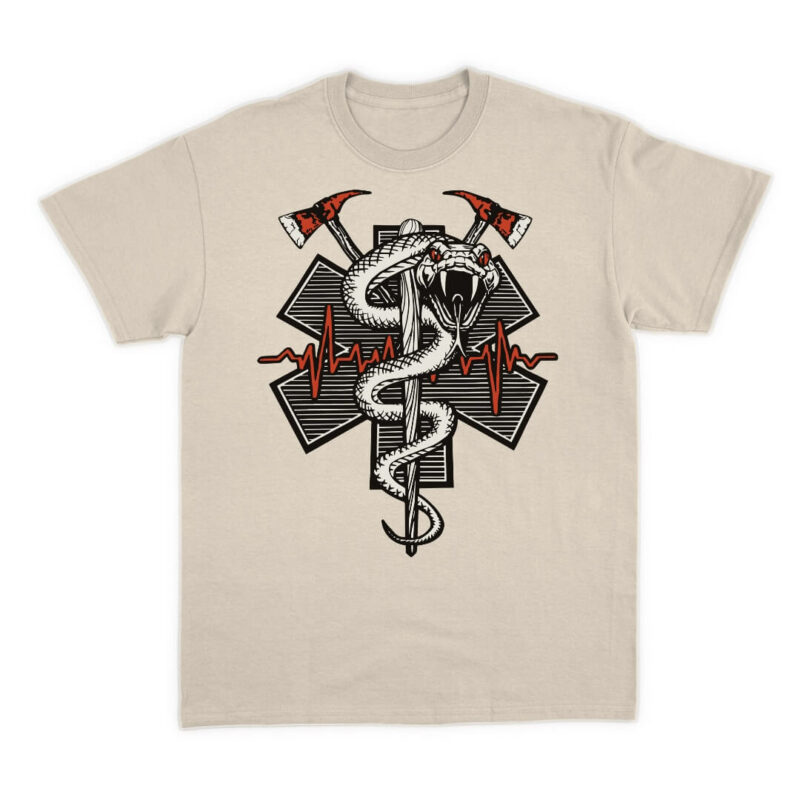 Snake On A Fire Stick Tee - Heather Dust