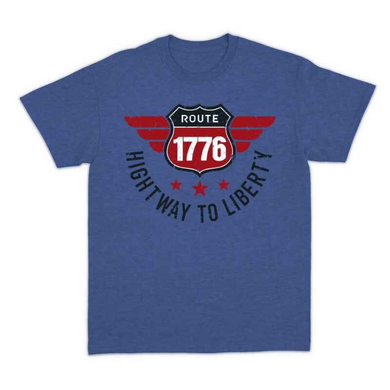 Route 1776 T-shirt - Heather True Royal